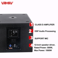 VAMAV Haut-parleur Stage NOVA TX 12S Équipement de sonorisation audio professionnel Caisson de basses Bluetooth en bois 12 pouces