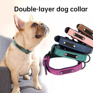Hochwertiges Hundezubehör Mehrfarbiges PU-Leder Verstellbares Individuelles Namenshalsband Katzen- und Hundehalsband - Product Image 2
