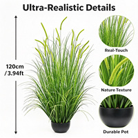 Herbe d'oignon artificielle verte vibrante effet soufflé par le vent, 120 cm, plante d'allium artificielle en pot pour la décoration des coins de hall d'hôtel et de restaurant