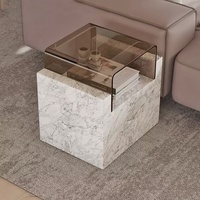 Meubles de salon minimalistes et nordiques modernes OEM ODM table en verre trempé table basse en travertin calcaire table d'appoint en marbre