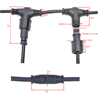 Connecteur étanche de type T pour extérieur, câble 2 ou 3 broches mâle/femelle en PVC pour éclairage mural LED