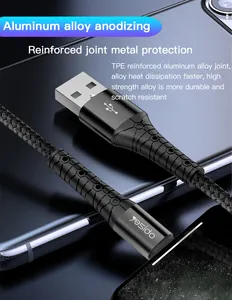 China Manufacture Phone Charging Cable 2M Nylon Braided Usb Charger Data Cable For Iphone