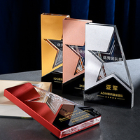 Cadeau d'affaire personnalisé Momentoes solides Trophée de récompense en métal cristal verre acrylique vierge avec base en bois Trophée en cristal