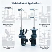 Agitateur Mélangeur Électrique Mobile à Fixation par Pince 500L en Acier Inoxydable SUS304 pour Produits Chimiques et Peintures, Moteur DC 380V/220V 0.37KW 60-200 RPM