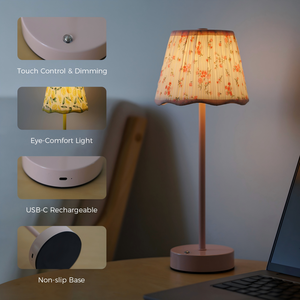 2025 Trending Fabric <strong>Lampshade</strong> Table Lamps Shade Pleated Night Light USB Rechargeable LED Lights For Home Decor Gift Items - Product Image 3