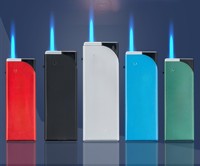 Briquet jetable en métal, ultra-large, haut de gamme, coupe-vent, écologique, rechargeable, impression de logo au laser, flamme bleue
