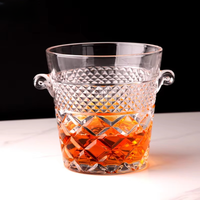 Seau à glace en verre cristal FLVC 2L, design minimaliste moderne, pour bar et usage domestique, idéal pour les blocs de glace.