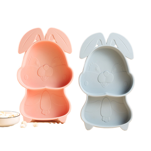 Hình dạng động vật trẻ em Bộ phim hoạt hình Ăn Uống-Silicone nĩa muỗng thỏ tấm hút thức ăn bền vững cho bé thời gian bữa ăn - Product Image 1