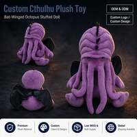 OEM ODM Personnalisé Peluche Cthulhu Pieuvre Gothique Monstre Marin Kraken Aile de Chauve-souris Poupée en Peluche Designer Vente en Gros Fabricant