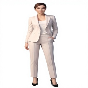 Blazer de bureau pour femme -2026 - Ensemble pantalon uni à col cranté, simple boutonnage, manches longues, infroissable, toutes saisons - Vente en gros - Product Image 1