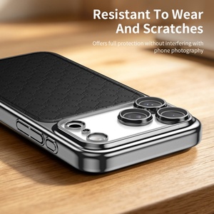 Étuis de téléphone portable magnétiques en cuir PU électroplaqué pour iPhone 17 14 15 16 Pro Max avec recharge sans fil et protection intégrale - Product Image 5
