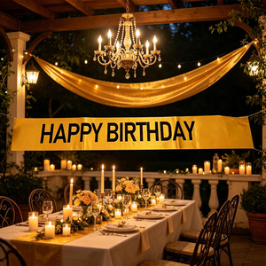 สายสะพายสุขสันต์วันเกิดสีทองพร้อมตัวอักษรสีดำ ของตกแต่งงานปาร์ตี้สุดหรู บรรจุ 12 ชิ้นต่อถุง - Product Image 6