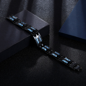 Elegante Bracciale Classico da Uomo in Acciaio Inossidabile Chirurgico, Braccialetti Biomagnetici per Coppie <span class=keywords><strong>con</strong></span> Catena e <span class=keywords><strong>Magnete</strong></span> in Agata - Product Image 3