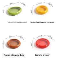 Avocado Saver en Tomatenhouder, 4 herbruikbare voedselbewaarbakjes voor koelkast, fruit- en groentebak, crisper, halve ui gesneden