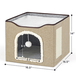Cueva para gatos grande para casa de gatos con bola esponjosa y almohadilla para rascar, escondite plegable para gatos, casa para mascotas - Product Image 4