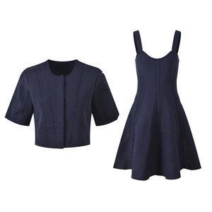 AIMEISI Tops de Manga Corta con Botones Dorados, Suéter de Punto, Falda Corta, Conjunto de Faldas, Informal, Hilo Dorado, Novedad - Product Image 4
