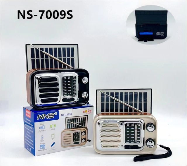 Portable Retro Solar-Powered AM/FM/SW Radio Built-in 1200mAh Battery Built-In Speaker USB/SD Card Slots Black/Gold Colors