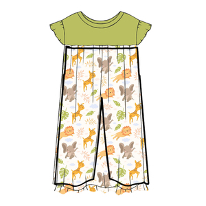 Milk <b>Silk</b> Printed Girls Flutter Sleeve <b>Pajama</b> Set, Kids Short Sleeve Top & Wide Leg Pants Sleepwear, Custom Allover Print Lounge - Product Image 3