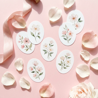 Pegatinas de Vinilo Mate Personalizadas, Impresión Floral a Todo Color en Acuarela, Fabricante OEM, Venta al Por Mayor, MOQ Bajo