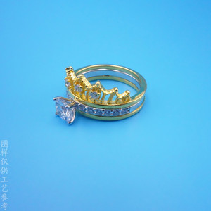 Crown Shape <b>Couple</b> <b>Rings</b> Gold Pave Setting Unisex Gift Jewelry - Product Image 2