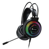 Casque de jeu filaire circum-auriculaire avec annulation active du bruit (ANC), éclairage RGB, commandes tactiles, micro USB, aviation, téléphone mobile