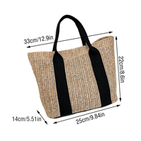 Bolso de mano de hombro tejido de ratán de gran capacidad informal para mujer, Cómodo bolso de paja de playa de verano y monederos grandes