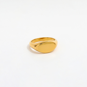 Joolim Jewelry High End PVD Gold Plated Band Oval Signet Finger <strong>Statement</strong> Stainless Steel <strong>Rings</strong> for Women - Product Image 1
