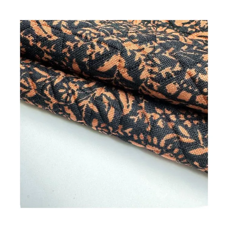 High quality 300g 95% polyester 5% spandex knitted printed jacquard fabric for women dress