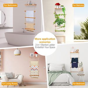Elegante Toallero de Pared de Madera con 4 Barras, Color Natural, Organizador con Estante para Baño, Dormitorio, Sala de Estar, Balcón - Product Image 1