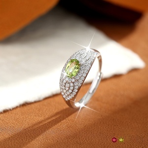 9 Vintage 925 Sliver White Gold Plated <b>Ring</b> <b>Adjustable</b> 4*6mm Oval Cut Natural Crystal Stone Bulk Jewelry Wholesale - Product Image 2