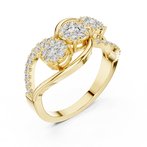 Anillo de Diamantes Dorado Brillante para Mujer, Elegante Joyería de Compromiso y Boda, Regalo Moderno para Uso Diario - Product Image 1