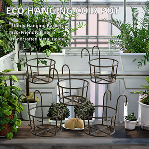Hanging Flower Pot Metal <b>Basket</b> Liner Handmade Shelf <b>for</b> Indoor <b>Plants</b> Eco-Friendly and Durable - Product Image 2