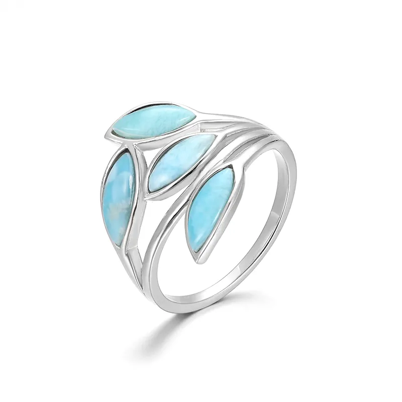 XYOP Delicate Dynamic Scene Gorgeous Premium 023 Jewelry 925 Sterling Silver Larimar Ring