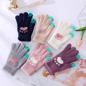 Fabricant de LOGO PERSONNALISÉ rose Laine Chaud Biker Sports de Plein Air Écran Tactile Femmes Acrylique Tricoté Mitaines Gants pour L'hiver - Product Image 1