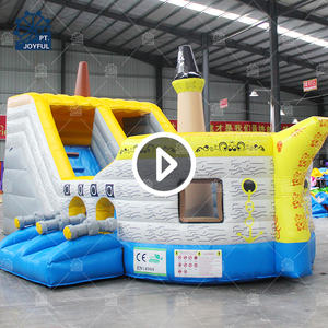 Personalizado enorme equipo inflable casa gorila saltando castillo hinchable gigante Barco Pirata inflable con obstáculo y tobogán - Product Image 1