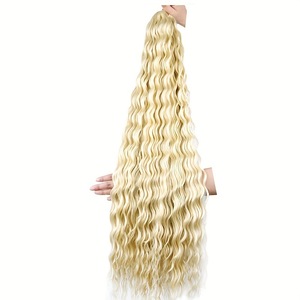 Produit transfrontalier très demandé : Perruque tressée au crochet style européen et américain, Deep Twist, Deep Wave, mèche <span class=keywords><strong>de</strong></span> cheveux 90-130g, permable - Product Image 1
