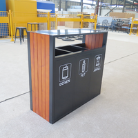 Trois poubelles et boîtes de recyclage pour l'extérieur Poubelle de recyclage bon marché étanche Conteneurs Poubelle de patio unique Poubelles de déchets en bois