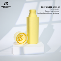 BVPACK Bouteille en plastique vide givrée jaune à presser 100ml 200ml 250ml, petite bouteille d'échantillon pour nettoyant, shampoing, gel douche