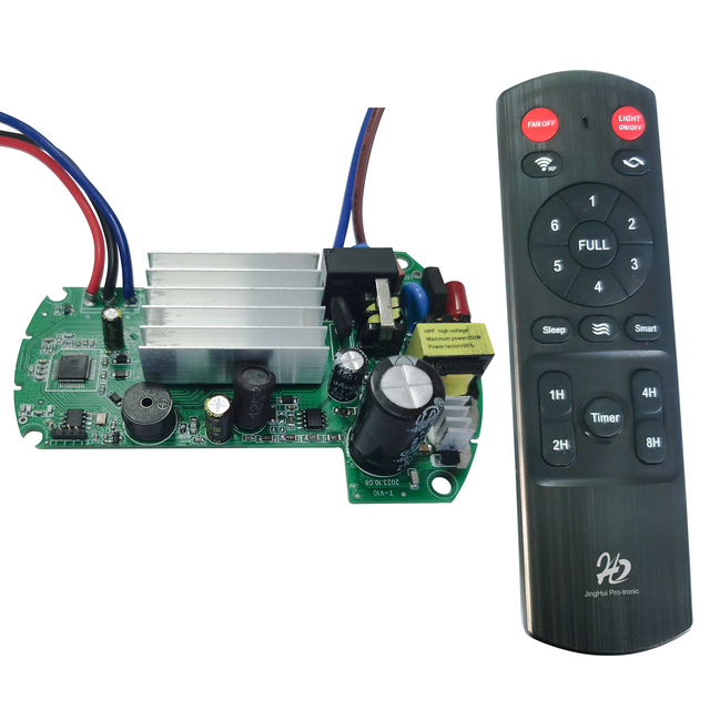 OEM BLDC Ceiling Fan Controller kit High Voltage High Power Factor Software PCBA Board AC DC 90V 300V 40W with RF Remote Control