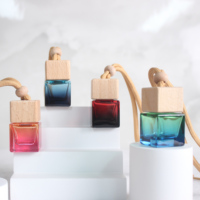 Flacon de parfum pour voiture en bois naturel avec couvercle dégradé de 8 ml - Diffuseur d'huiles essentielles, désodorisant pour véhicules