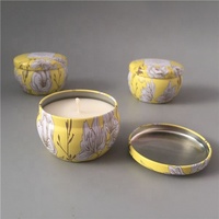Runde Blechdose/Lebensmittelechte Metalldose mit Blumenmuster-Set für Kerzen