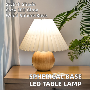 Luce notturna moderna europea lampada da tavolo Log basamento paralume plissettato semplice per la casa camera da letto comodino leggere scrivania - Product Image 2