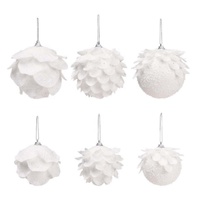 Boules de Noël en forme de pétales blancs, décorations suspendues pour l'arbre de Noël, décoration de fête