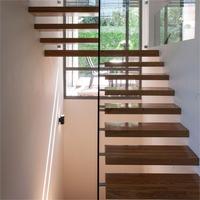Escaliers flottants en bois dur massif Solution d'escalier droit minimaliste sans cadre pour intérieur extérieur pour salon usage extérieur
