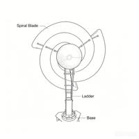 Générateur d'énergie éolienne vertical Archimède 1 kW |   Vitesse du vent à faible coefficient de coupure |   Système d'énergie éolienne hors réseau 12V/24V à vendre