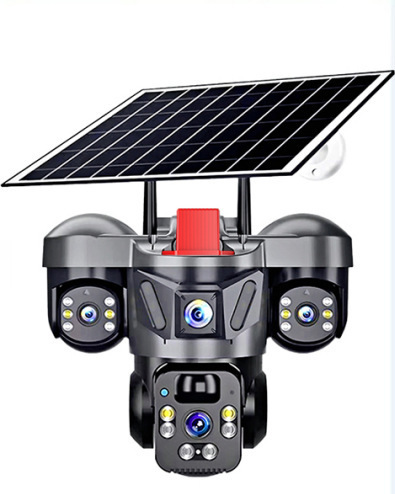 High Definition 4G/WiFi Solar CCTV Camera with Three Lenses for Enterprise & Household Use Optional Memory Card for Farm Safety