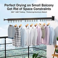 En Stock extensible en alliage d'aluminium 3 niveaux pliant sèche-linge cintre pliable mural étendoir à linge