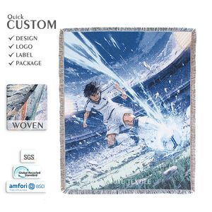 Coperta <span class=keywords><strong>in</strong></span> Tessuto Jacquard Personalizzata OEM con Motivi Anime e Calcio, Misto Poliestere e <span class=keywords><strong>Cotone</strong></span>, Morbida, Resistente e Anti-sbiadimento - Product Image 1