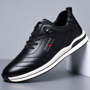 Superichuo – Baskets décontractées en cuir pour hommes, à lacets, semelle plate en caoutchouc, motif géométrique, durables, toutes saisons, chaussures de marche - Product Image 2
