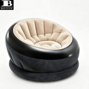 <span class=keywords><strong>Fauteuil</strong></span> <span class=keywords><strong>gonflable</strong></span> floqué haut de gamme, <span class=keywords><strong>fauteuil</strong></span> lounge rond Empire avec base imperméable pour la relaxation intérieure et extérieure - Product Image 6